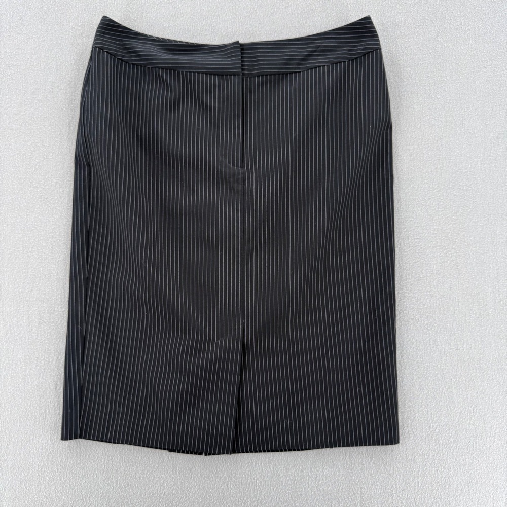 Worthington Black White Pin Stripe Pencil Straight Lined Slit Knee Skirt